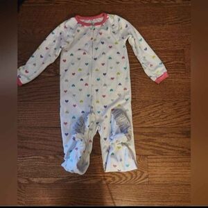Carter's White Footed Pajamas with Multicolor Heart Print